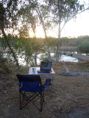 Office set up overlooking the Palmer River